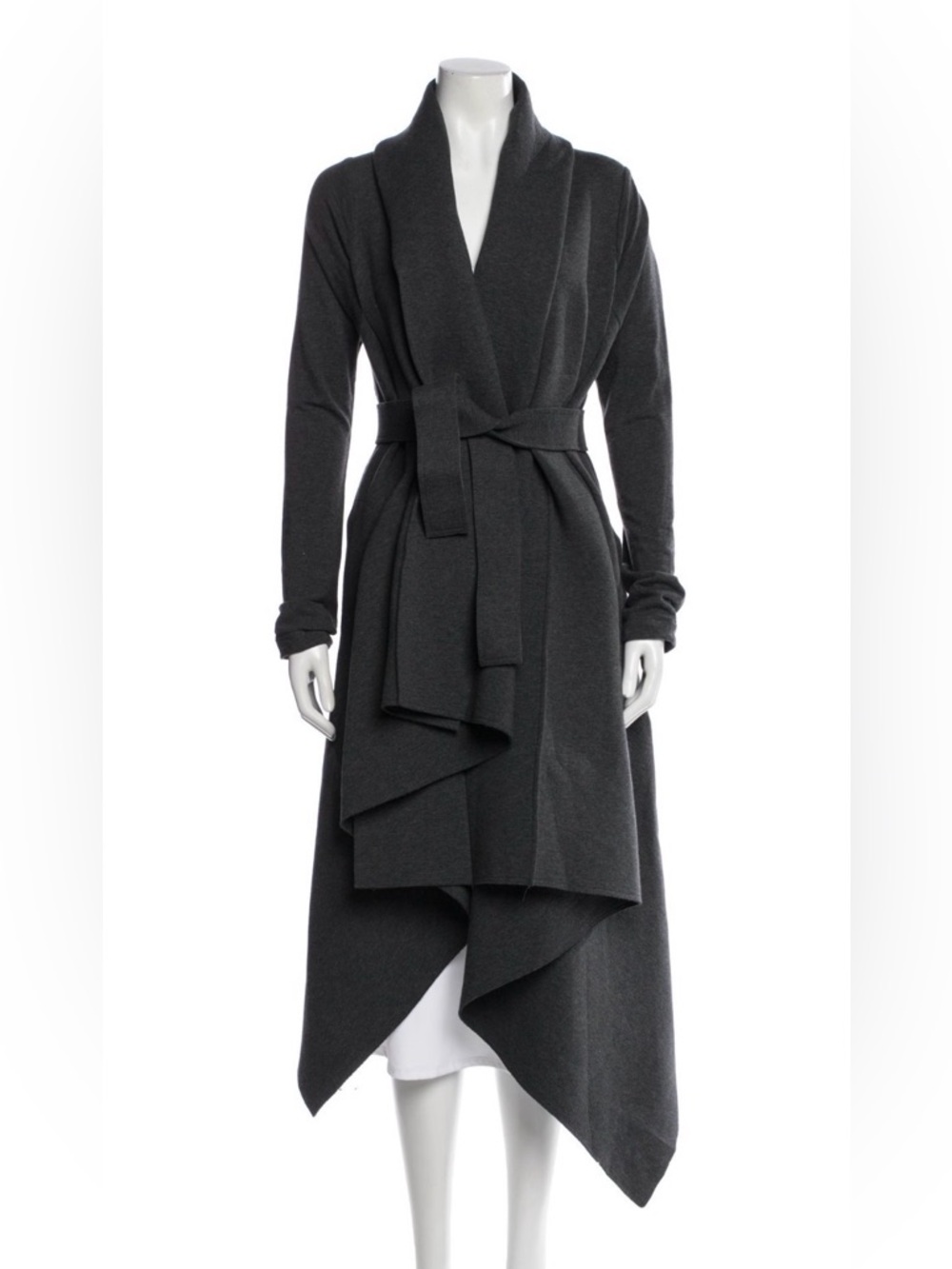 Norma Kamali Black Draped Open-Front Coat